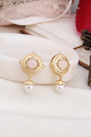Boucles d’oreilles - Plaqué or jaune et quartz