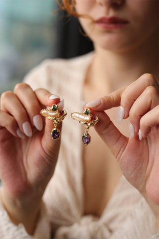 Boucles d'oreilles - Perles de culture et zircons