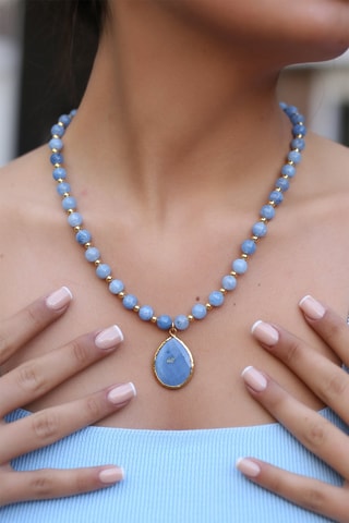 Collier - Doré à l'or fin jaune et opales