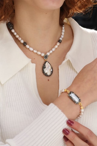 Parure dorée à l'or fin jaune - Perles de culture