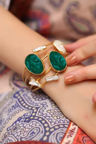 Jonc - Agates et perles