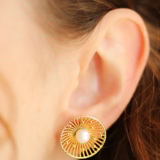 Boucles d'oreilles - Laiton plaqué or & perle 