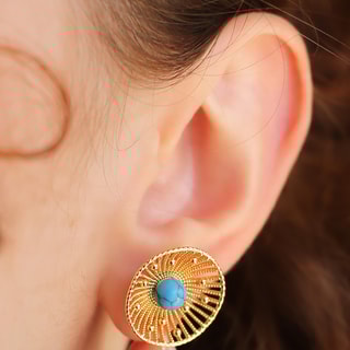 Boucles d'oreilles - Laiton plaqué or & turquoise