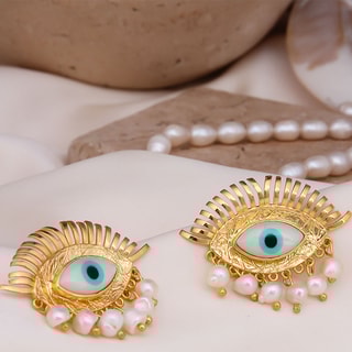 Boucles d'oreilles - Laiton plaqué or & perle