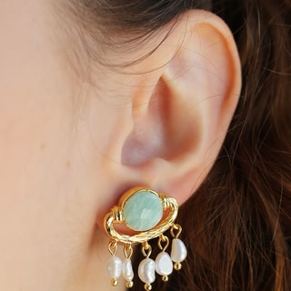 Boucles d'oreilles - Amazonite & perle