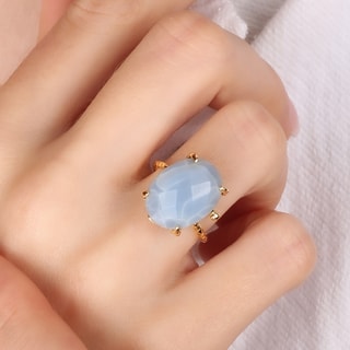 Bague ajustable - Laiton plaqué or & opale