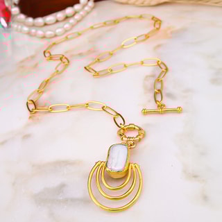 Collier - Laiton plaqué or & perle