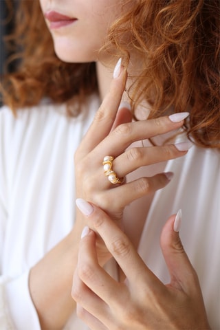 Bague - Perles de culture et zircons