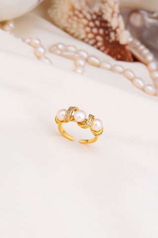 Bague - Perles de culture et zircons