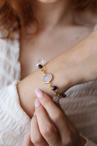 Bracelet - Améthystes et quartz rose