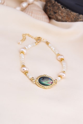 Bracelet - Plaqué or jaune, nacre et perles de culture