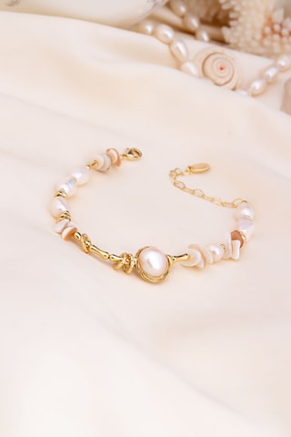 Bracelet - Plaqué or jaune, perles de culture et nacres