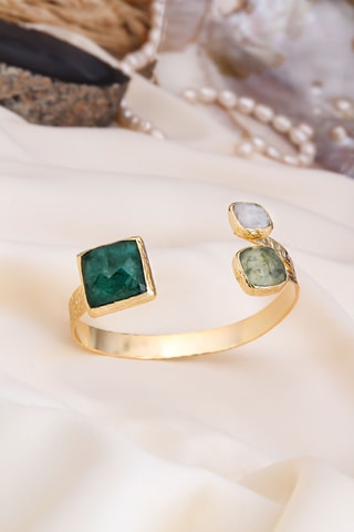 Bague - Agate, pierre de lune et préhnite