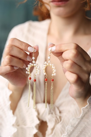 Boucles d'oreilles - Perles de culture et corail