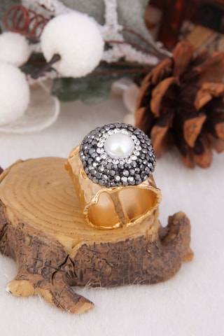 Bague - Bronze doré à l'or fin jaune et perles de culture