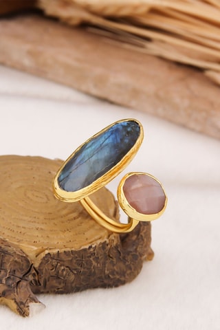 Bague - Citrine et labradorite