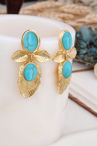 Boucles d’oreilles - Plaqué or jaune et turquoises