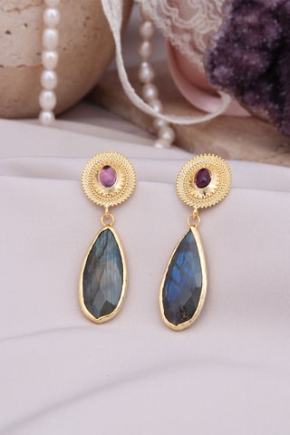 Boucles d’oreilles - Labradorites et améthystes