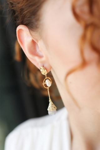 Boucles d’oreilles - Plaqué or jaune et perle de culture