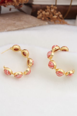 Demi-créoles - Plaqué or jaune et variscites