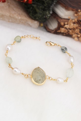 Bracelet - Plaqué or jaune et préhnites