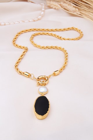 Collier Agate et perle de culture