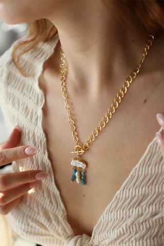 Collier - Agates et perles de culture