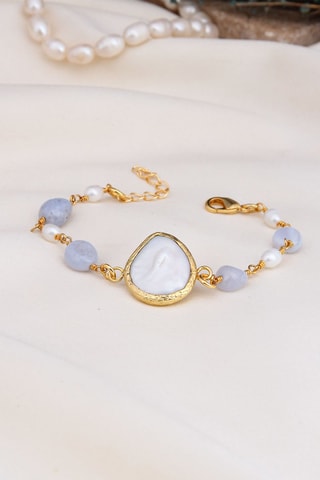 Bracelet - Plaqué or jaune et aigue-marine