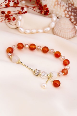 Bracelet - Plaqué or jaune, œils-de-chat et perles de culture