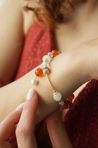 Bracelet - Plaqué or jaune, œils-de-chat et perles de culture