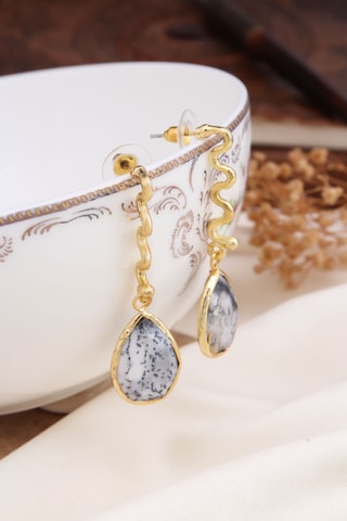 Boucles d'oreilles - Plaqué or jaune et dendrite