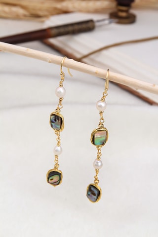 Boucles d’oreilles - Plaqué or jaune, nacres et perles de culture