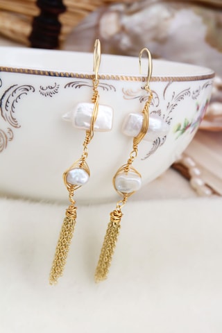 Boucles d’oreilles - Plaqué or jaune et perles de culture