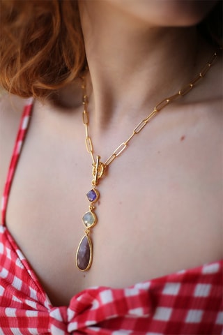 Collier - Plaqué or jaune et quartz