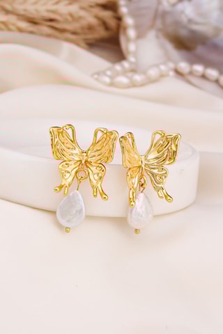 Boucles d’oreilles - Doré et blanc