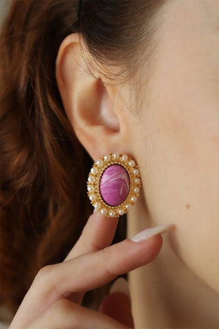 Boucles d’oreilles - Plaqué or jaune et variscites