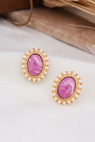 Boucles d’oreilles - Plaqué or jaune et variscites