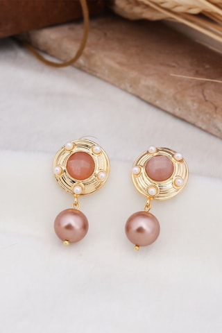 Boucles d'oreilles - Pierres de soleil et perles de culture