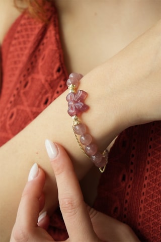 Bracelet - Plaqué or jaune et quartz