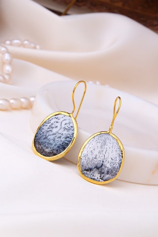 Boucles d'oreilles  dorées à l'or fin jaune -  Dentrites