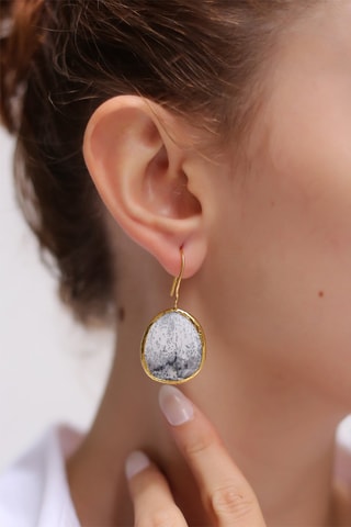 Boucles d'oreilles  dorées à l'or fin jaune -  Dentrites