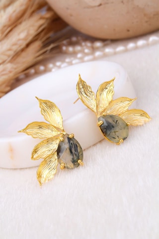 Boucles d'oreilles dorées à l'or fin jaune - Prehnites