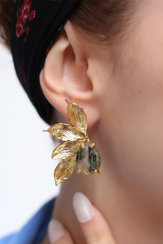 Boucles d'oreilles dorées à l'or fin jaune - Prehnites