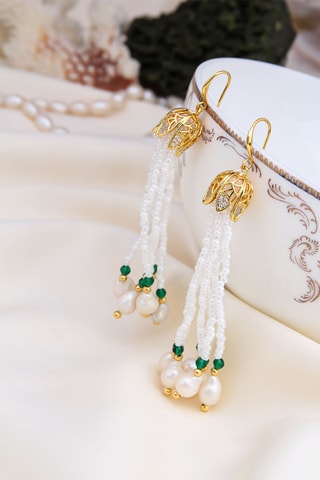 Boucles d’oreilles dorées à l'or fin jaune - Perles de culture