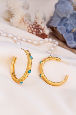 Créoles doré à l'or fin jaune - Turquoises