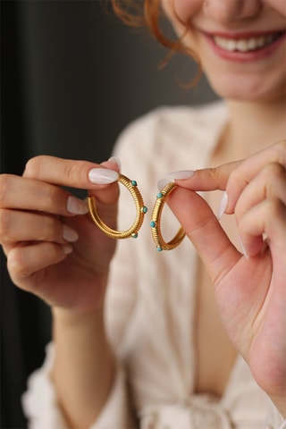 Créoles doré à l'or fin jaune - Turquoises