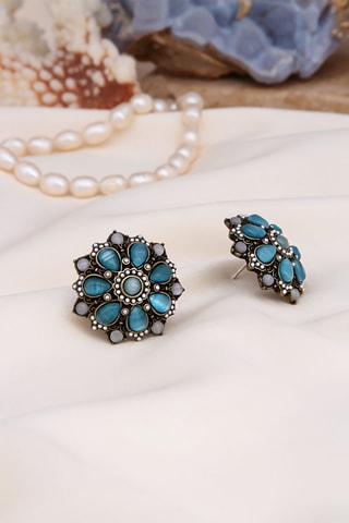 Boucles d’oreilles dorées à l'or fin jaune - Turquoises