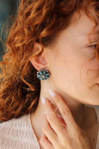 Boucles d’oreilles dorées à l'or fin jaune - Turquoises