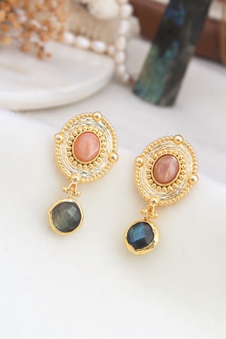 Boucles d’oreilles – Plaqué or jaune et pierres de soleil