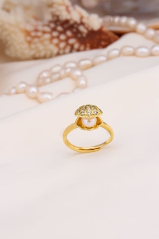 Bague - Perle de culture et zircons